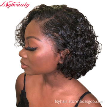 Hot Selling Short Pixie Curly Wig Lace Front Virgin Human Hair Wig For Black Women Pre Plucked With Baby Hair Natural Hair Wigs